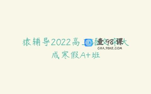 猿辅导2022高三语文宋大成寒假A+班