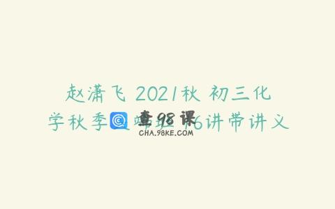 赵潇飞 2021秋 初三化学秋季尖端班 16讲带讲义