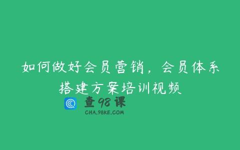 如何做好会员营销，会员体系搭建方案培训视频