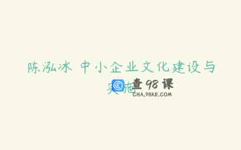 陈泓冰 中小企业文化建设与实施