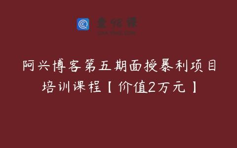 阿兴博客第五期面授暴利项目培训课程【价值2万元】