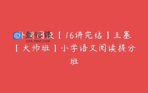 朴新网校【16讲完结】王塞【大师班】小学语文阅读提分班