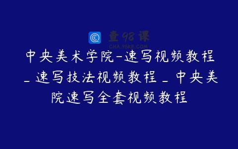 中央美术学院-速写视频教程_速写技法视频教程_中央美院速写全套视频教程