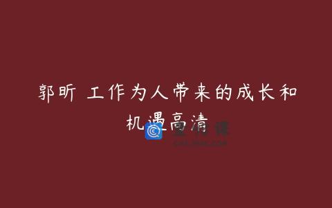 郭昕 工作为人带来的成长和机遇高清