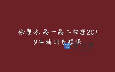 徐鹿冰 高一高二物理2019年特训专题课