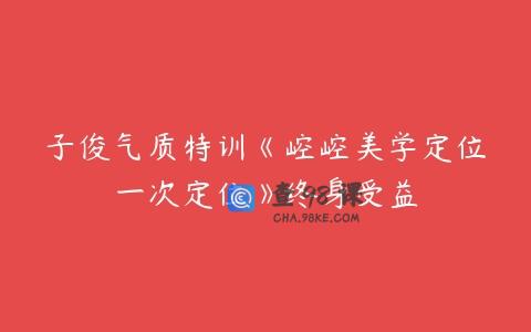 子俊气质特训《崆崆美学定位一次定位》终身受益