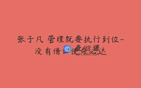 张子凡 管理就要执行到位-没有借口使命必达