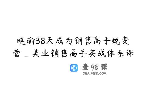 晓瑜38天成为销售高手蜕变营_美业销售高手实战体系课