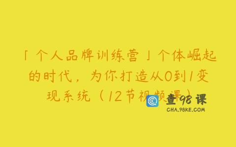 「个人品牌训练营」个体崛起的时代，为你打造从0到1变现系统（12节视频课）