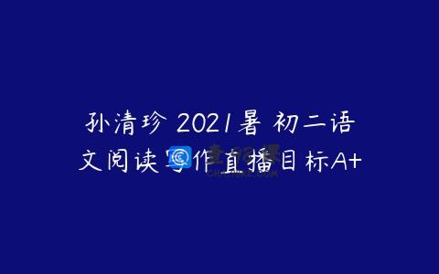 孙清珍 2021暑 初二语文阅读写作直播目标A+