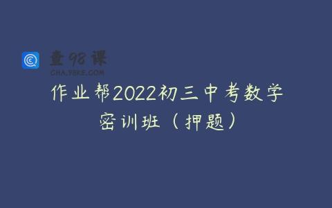 作业帮2022初三中考数学密训班（押题）