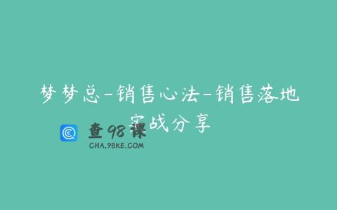 梦梦总-销售心法-销售落地实战分享
