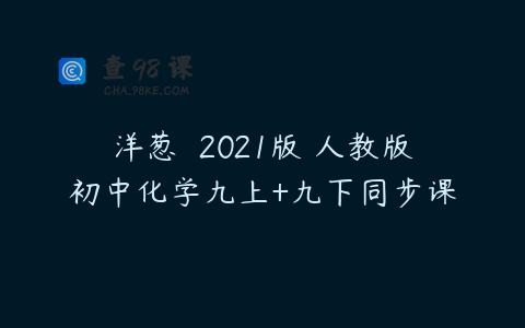 洋葱  2021版 人教版初中化学九上+九下同步课