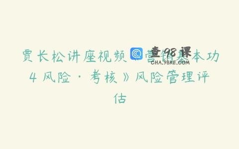 贾长松讲座视频《营销基本功4 风险·考核》风险管理评估