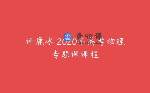 许鹿冰 2020年高考物理专题课课程