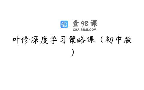 叶修深度学习策略课（初中版）