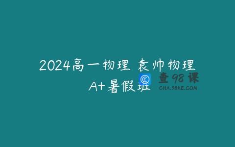 2024高一物理 袁帅物理 A+暑假班