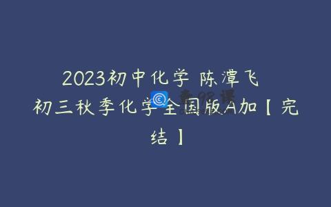 2023初中化学 陈潭飞 初三秋季化学全国版A加【完结】