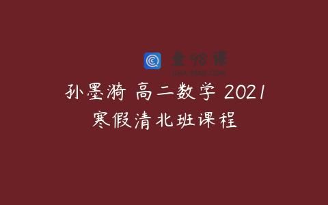 孙墨漪 高二数学 2021寒假清北班课程