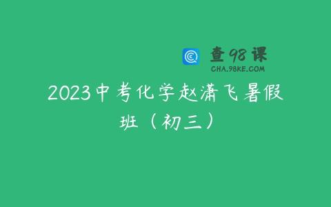 2023中考化学赵潇飞暑假班（初三）