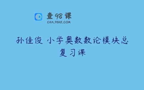 孙佳俊 小学奥数数论模块总复习课