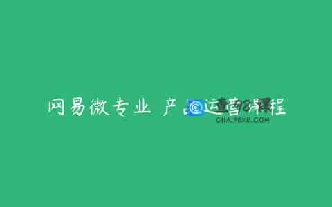 网易微专业 产品运营课程