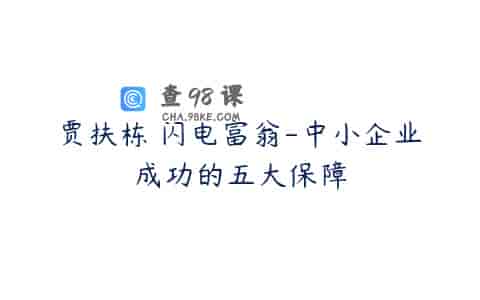 贾扶栋 闪电富翁-中小企业成功的五大保障