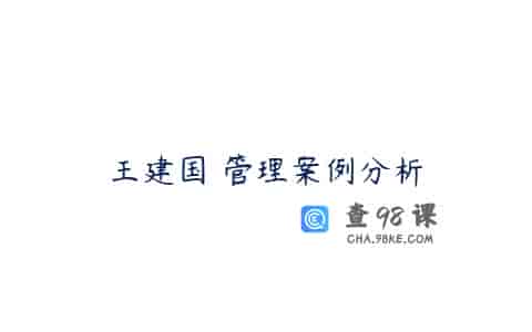 王建国 管理案例分析