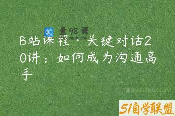 B站课程·关键对话20讲：如何成为沟通高手