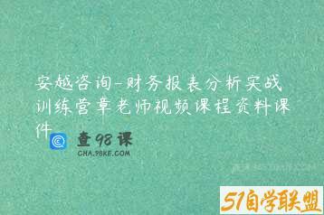 安越咨询-财务报表分析实战训练营章老师视频课程资料课件
