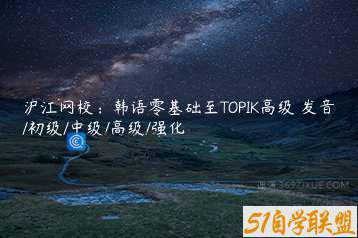 沪江网校：韩语零基础至TOPIK高级 发音/初级/中级/高级/强化