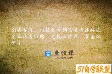 引爆客流，用裂变营销思维快速解决企业获客难题，老板必修课，零基础新手