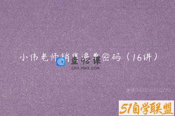 小伟老师销售逼单密码（16讲）