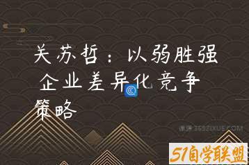关苏哲：以弱胜强 企业差异化竞争策略