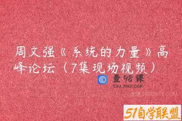 周文强《系统的力量》高峰论坛（7集现场视频）