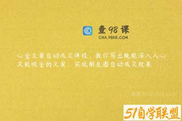 心金文案自动成交课程，教你写出既能深入人心又能吸金的文案，实现朋友圈自动成交效果