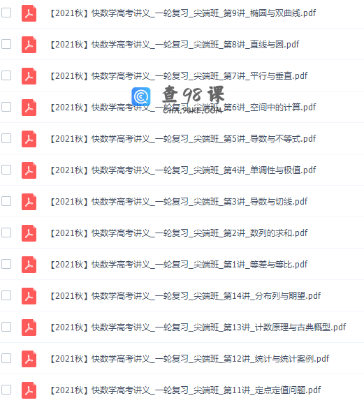 作业帮祖少磊高三数学2021年秋季尖端班课程完结