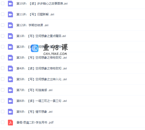 诸葛学堂思晨写作班二阶暑假课程10讲