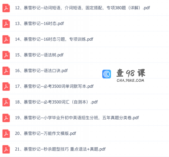 暴雪秒记·小学+初中+高中英语语法全套