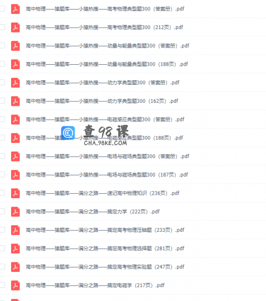 高中辅导资料2020猿辅导(小猿搜题）物理PDF全套