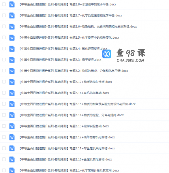 《百日冲系列》化学中等生高考备考百日捷进Word版