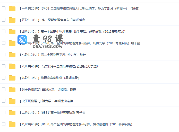 学而思网校蔡子星全国高中物理竞赛进阶尖子班物理1-9阶