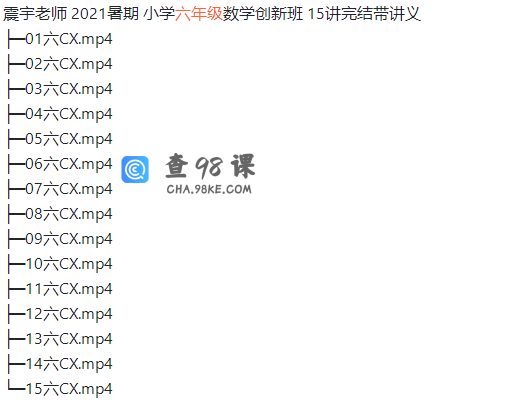 2021暑期震宇小学六年级数学创新班课程