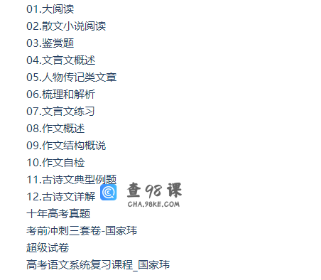 新东方国家玮高考语文快速提分视频课程汇总