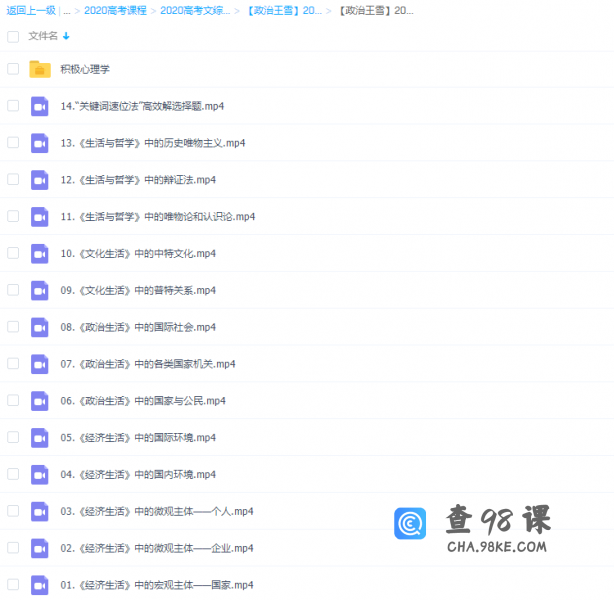 有道精品课2020高考政治王雪政治二三轮复习联报班视频课程