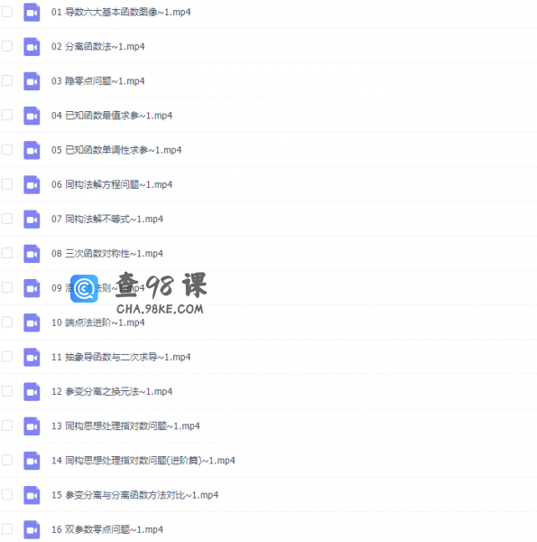 王伟2021高考数学导数微专题（清北班）课程