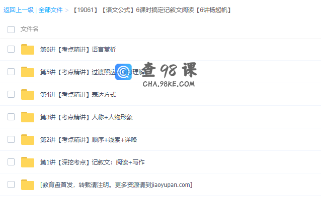 王帆语文公式6课时搞定记叙文阅读（学而思记叙文专题讲解）
