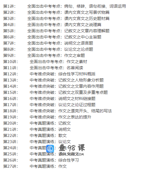 学而思王帆中考一、二轮复习语文联报班（全面出击中考考点）