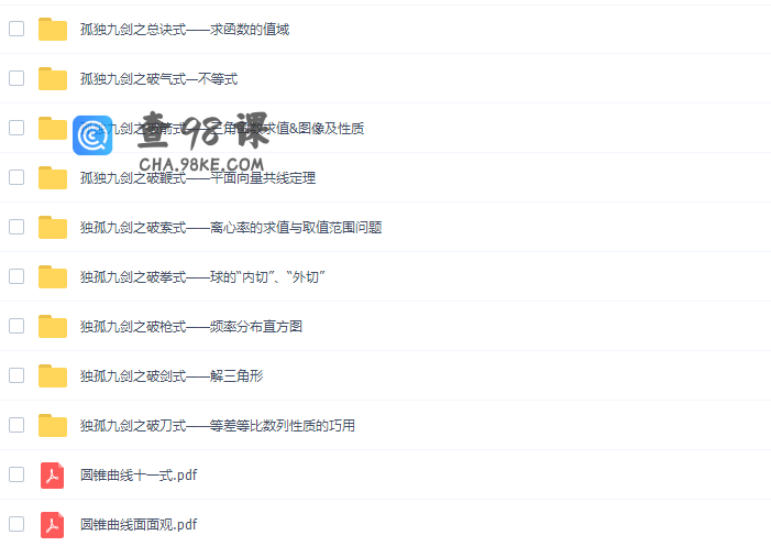猿辅导独孤九式数学解法高二数学网课（重点知识点归纳）