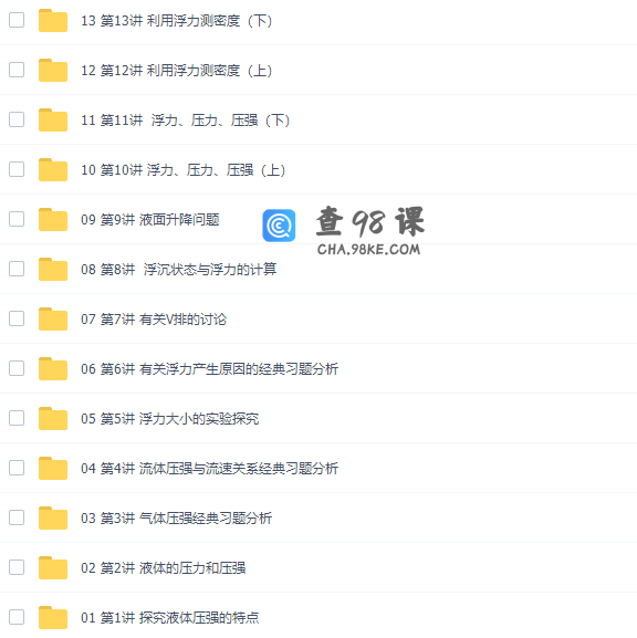 万门中学李邦彦物理深度进阶超清视频（液体压强和浮力专题）